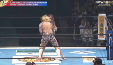 Matt Riddle beating Hiroshi Tanahashi for the NJPW TV Title