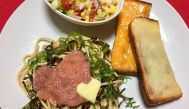 明太子パスタ作りました。