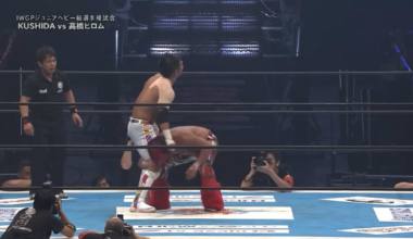 Hiromu Takahashi drives KUSHIDA into the ‘buckle, then finishes with the Time Bomb!
