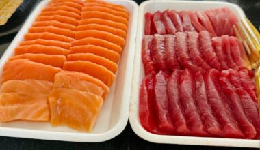 Salmon and Tuna sashimi. Yum!