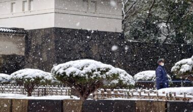 Imperial Palace Gardens in snow
