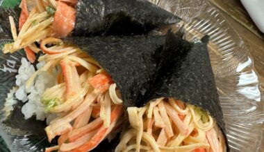 Temaki sushi. I gave it to my coworker because she hasn’t been able to treat herself this past month.