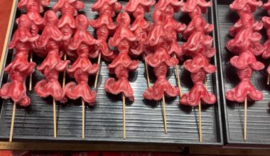 Baby octopus filled with quail egg in a Kyoto side street