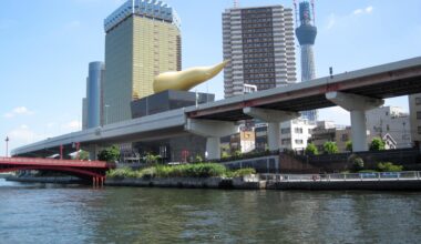 Asahi HQ with baby SkyTree in background (September 2010)