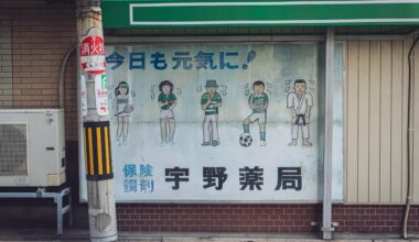 A weathered neighborhood pharmacy facade [OC]