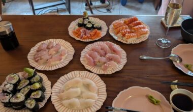 Tried my hand at making sushi for the first time on Valentine's Day.