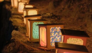 Lanterns lighting a path