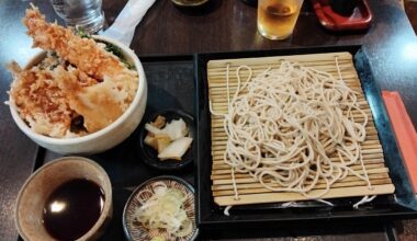Cold Soba with seafood tempura