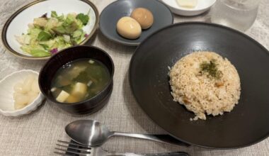 [homemade] Simple Japanese dinner set — mushroom rice, miso soup, and marinated eggs