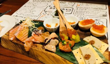 Salmon plate in Japan from Salmon Bene (Umeda, Osaka)