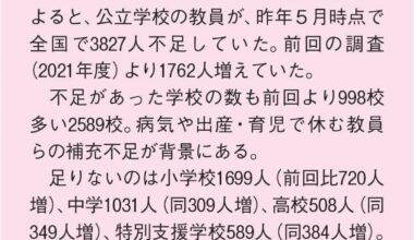 Teacher shortages in Japan’s public high schools are a "national loss." Parents must let go of the illusion that "if you pay money, your child will receive an education."