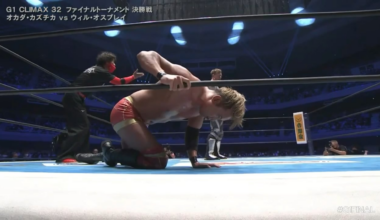 Will osprey hits a v trigger and attempts a one winged angle on Okada (g1 32)
