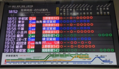 Finally went to see the huge, full-color LCD departure board at Ōfuna Station!