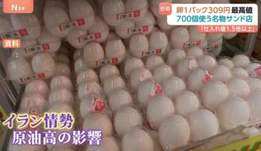 Eggs hit 309 yen – surpassing the "egg shock"! Concerns about rising crude oil prices also arise… Egg cartons and boiler oil prices rise at egg factories.