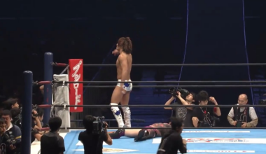Kota Ibushi winning the Junior Heavyweight Title from Prince Devitt at Wrestle Kingdom 8