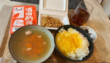 My current Japanese breakfast obsession: natto, tamago kake gohan… and cheese. Do people actually like natto outside Japan?