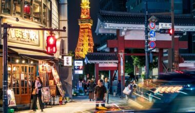 Night and day near Tokyo Tower