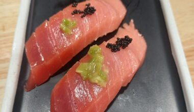 Toro Nigiri from my local revolving sushi bar.