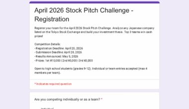 Free stock pitch competition for Tokyo high school students (¥10k prize)