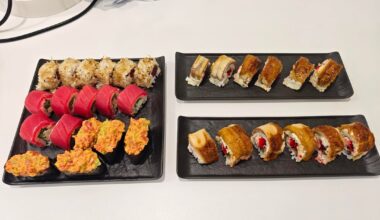 My homemade rolls with roasted eel, tuna, bonito and gunkans