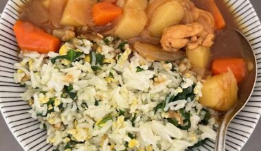 Japanese curry with egg fried rice.