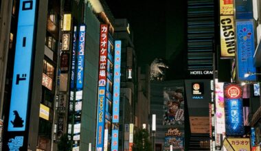 Godzilla watching over Shinjuku at night