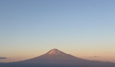 Sunset glow over Mt. Fuji, seen from the mountains of Shizuoka.