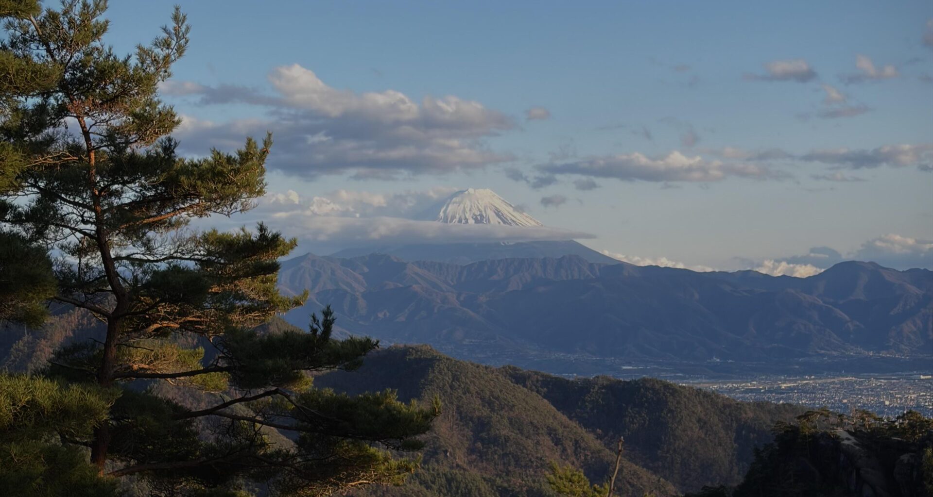 Fuji and Kofu at sunset