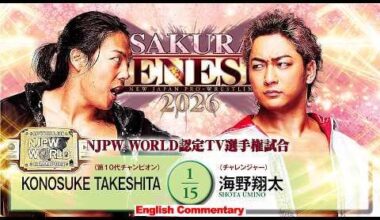 Konosuke Takeshita vs Shota Umino: NJPW World Television Championship match, New Japan Pro Wrestling - Sakura Genesis, April 4, 2026