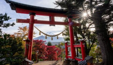 Mount Fuji framed through a torii gate [OC]