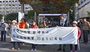 Citizens hold rally in Naha against the deployment of U.S. forces from Okinawa to the Middle East