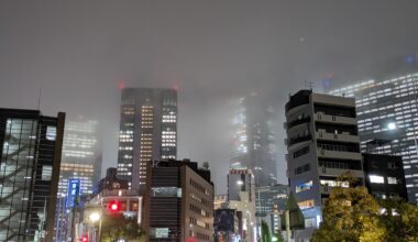 Skyscrapers shrouded in mist