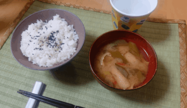 A simple breakfast on a small tatami mat at home