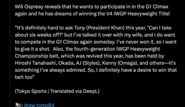 Ospreay wants to compete in the G1 Climax again