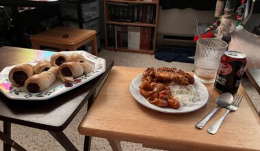 Homemade chocolate cornets and chicken katsu curry to watch lucky star :33