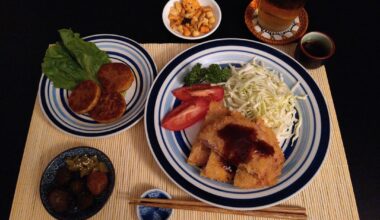 Ham katsu and sauteed nagaimo (Midnight Diner) + *real* ham katsu
