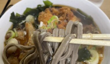 The thick soba at Ichiyoshi Soba is very chewy and unique.