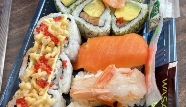 Very decent supermarket sushi from T&T in Ontario.