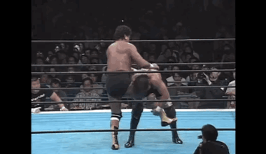 A quartet of Double Axe Handles and a Powerbomb by Genichiro Tenryu!