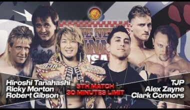 Hiroshi Tanahashi and The Rock 'n' Roll Express (Ricky Morton and Robert Gibson) vs TJP, Clark Connors, and Alex Zayne: New Japan Pro Wrestling - NJPW New Beginning in USA, February 1, 2020