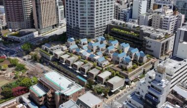 Tokyo Developers have built a “gated Residential community” of 23 detached family houses on the rooftop of a 7-11 and a supermarket in central Shinjuku