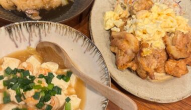 Homemade Chicken Nanban & Shrimp Tofu An-kake for dinner tonight! 🇯🇵