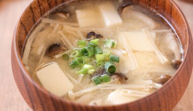 Tofu and Mushroom Miso Soup with Sesame Oil