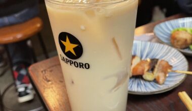 Shochu infused with coffee, mixed with soy milk — a Japanese take on a Kahlúa Milk.