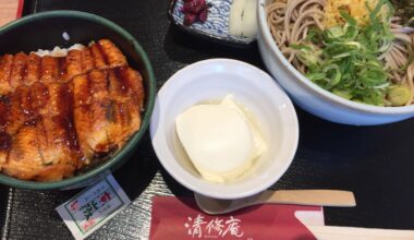 Unagi rice bowl and soba in Kyoto