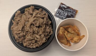 American Yoshinoya- Gyudon and Gyoza ($2.18)